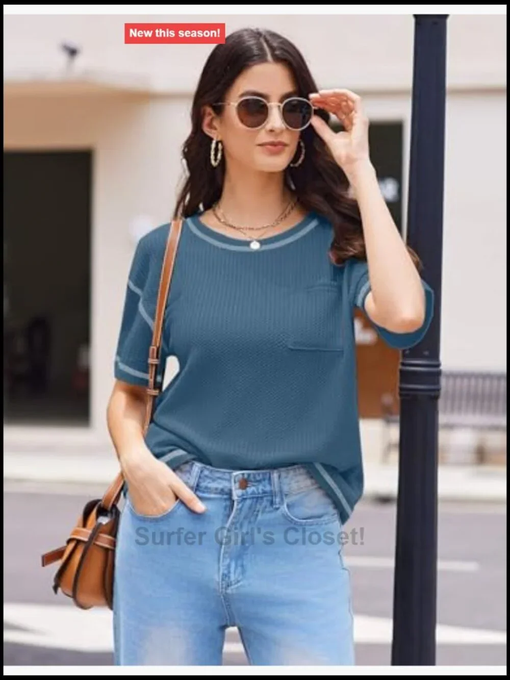 Ekouaer 2 Piece Waffle Knit Lounge Set Short Sleeve Top and Long Pants Pajama